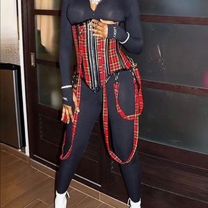 Red, green and yellow plaid corset